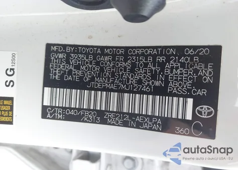 2021 Toyota Corolla Le z USA, uszkodzony, nr VIN JTDEPMAE7MJ127461